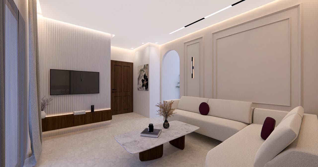 Salon contemporain à arches